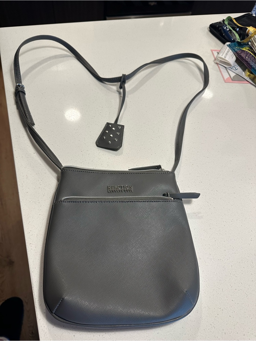 Gray EC Kenneth Cole Reaction Shoulder Purse Bag Crossbody Handbag Tote Small